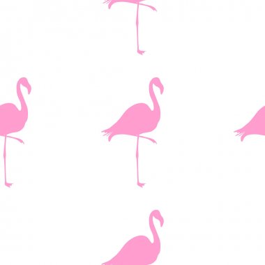 Dikişsiz Flamingo desen vektör illüstrasyon. Pembe flamingolar desen beyaz arka plan. Yaz duvar kağıdı arka plan, karikatür vektör illüstrasyon.