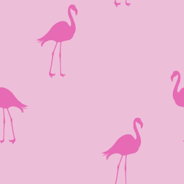 Dikişsiz Flamingo desen vektör illüstrasyon. Pembe flamingolar desen pembe arka plan. Yaz duvar kağıdı arka plan, karikatür vektör illüstrasyon.
