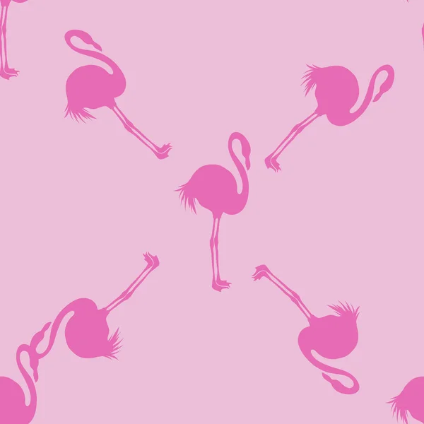 Bez szwu Flaming ilustracja wektor wzór. Różowy flamingi wzór różowe tło. Lato tapeta tło, kreskówka wektor ilustracja. — Wektor stockowy