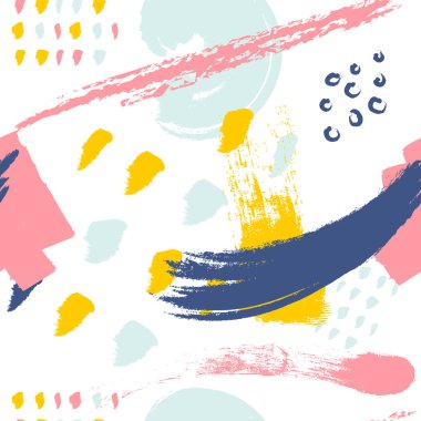 Fırça, dikişsiz desen vektör beyaz arka planı stokes. Soyut süs. Kuru fırça ile çizilmiş. Vektör çizimi.