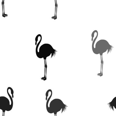 Dikişsiz Flamingo desen vektör illüstrasyon. Siyah flamingolar deseni. Yaz duvar kağıdı arka plan, karikatür vektör illüstrasyon.