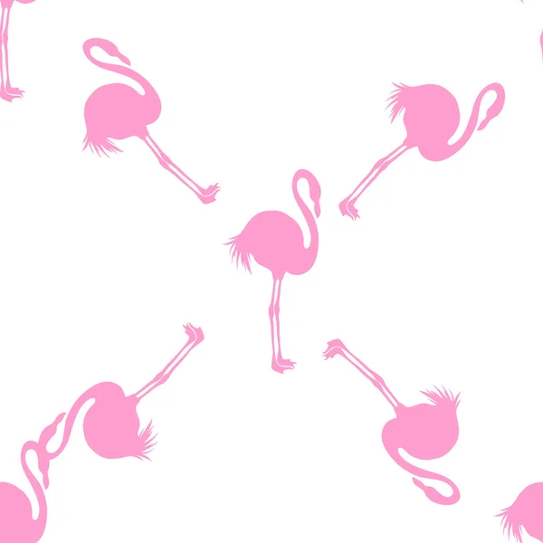 Ilustración inconsútil del vector de patrón de flamenco. Flamencos rosados patrón fondo blanco. Fondo de pantalla de verano fondo, ilustración de vectores de dibujos animados . — Vector de stock
