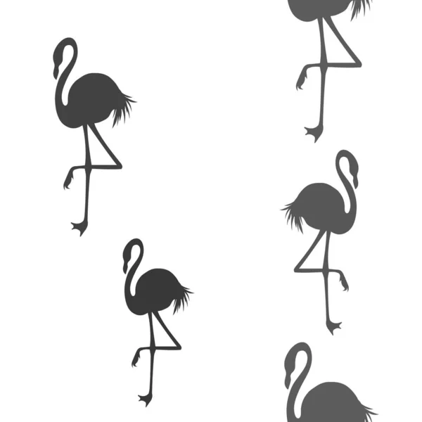 Ilustração vetorial de padrão de flamingo sem costura. Padrão de flamingos negros. Fundo de papel de parede de verão, ilustração do vetor dos desenhos animados . — Vetor de Stock