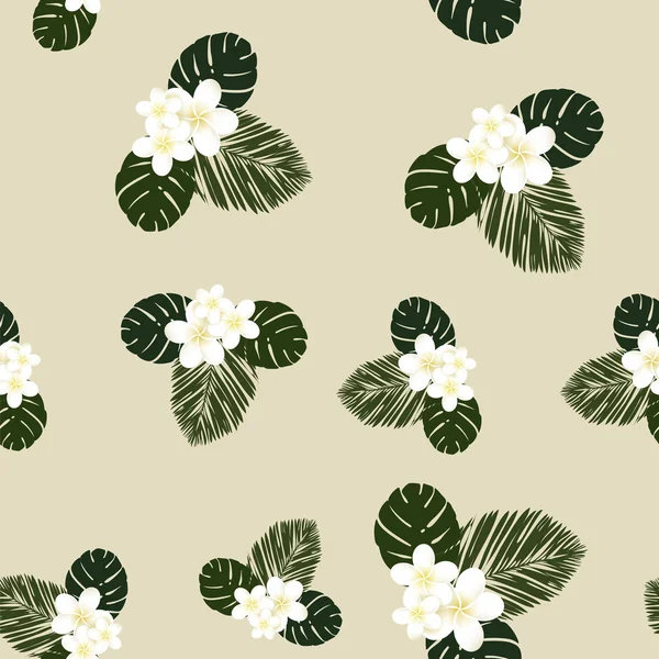 Naadloze vector tropische patroon. Plumeria, Frangipani. Exotische vector Strand wallpaper naadloze patroon. — Stockvector