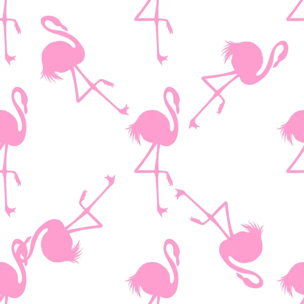 Ilustração vetorial de padrão de flamingo sem costura. Rosa flamingos padrão fundo branco. Fundo de papel de parede de verão, ilustração do vetor dos desenhos animados . — Vetor de Stock