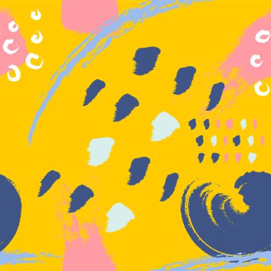 Sarı fırça Stokes Dikişsiz desen vektör arka plan. Soyut süs. Kuru fırça ile çizilmiş. Vektör Illustration.