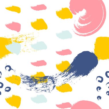 Fırça, dikişsiz desen vektör beyaz arka planı stokes. Soyut süs. Kuru fırça ile çizilmiş. Vektör çizimi.