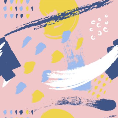 Pembe fırça Stokes Dikişsiz desen vektör arka plan. Soyut süs. Kuru fırça ile çizilmiş. Vektör Illustration.