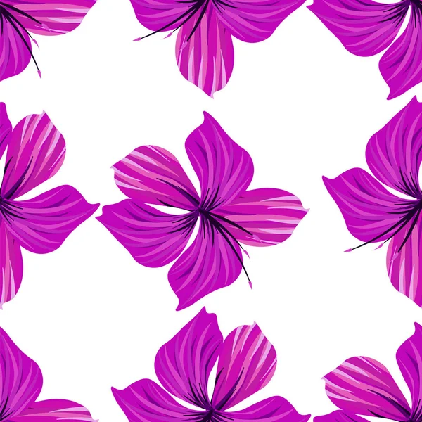 Hibiskus nahtloses Muster. Palmblatt. Blume Hintergrund — Stockvektor