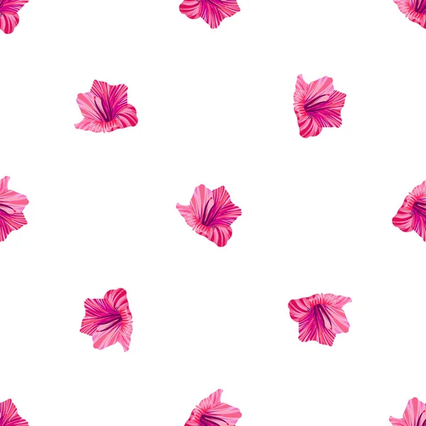 Hibiscus mönster. Tropiska palmblad. Sömlös bakgrund — Stock vektor