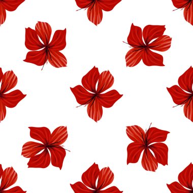 Palmiye ağacı. Hibiscus dikişsiz desen. Çiçek arka plan