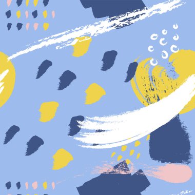 Mavi fırça Stokes Dikişsiz desen vektör arka plan. Soyut süs. Kuru fırça ile çizilmiş. Vektör Illustration.