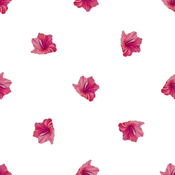 Modèle d'hibiscus. Feuille de palmier tropique. Fond sans couture — Image vectorielle