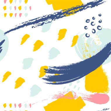 Fırça, dikişsiz desen vektör beyaz arka planı stokes. Soyut süs. Kuru fırça ile çizilmiş. Vektör çizimi.