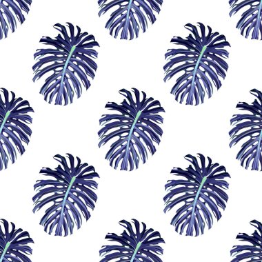 Hibiscus deseni. Tropik palmiye yaprağı. Kusursuz arkaplan