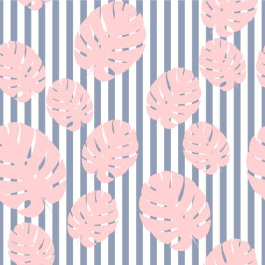 Dikişsiz çizgili vektör tropikal desen. Plumeria, Frangipani. Egzotik vektör plaj duvar kağıdı Dikişsiz desen.