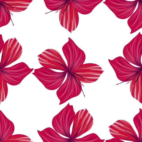 Hibiscus patroon. Tropisch palmblad. Naadloze achtergrond — Stockvector
