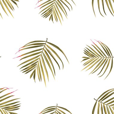 Hibiscus deseni. Tropik palmiye yaprağı. Kusursuz arkaplan