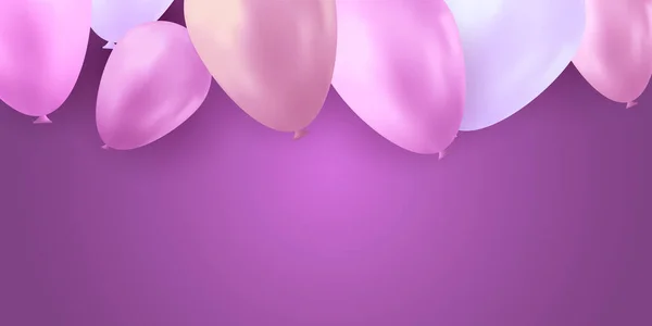 Balonlar parti doğum günü. Renkli vektör gerçekçi afiş. Hediye el ilanı, balon posteri. — Stok Vektör
