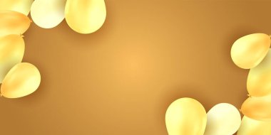 Balonlar parti doğum günü. Renkli vektör gerçekçi afiş. Hediye el ilanı, balon posteri.