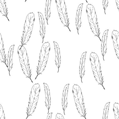 Tüy dokusu, el çizimi, pürüzsüz desen. Düşen tüy izi.