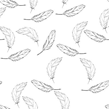 Tüylü vektör el kusursuz desen çizdi. Doğal baskı dokusu.