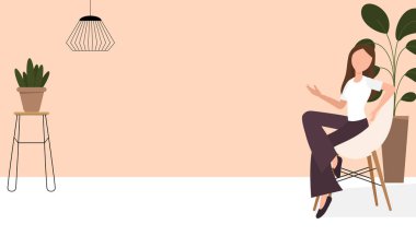 Blogcu kız, serbest çalışan kadın. Video kanalı web sitesi, yeni içerik teknolojisi. Bloglama minyatür vektör illüstrasyonu.