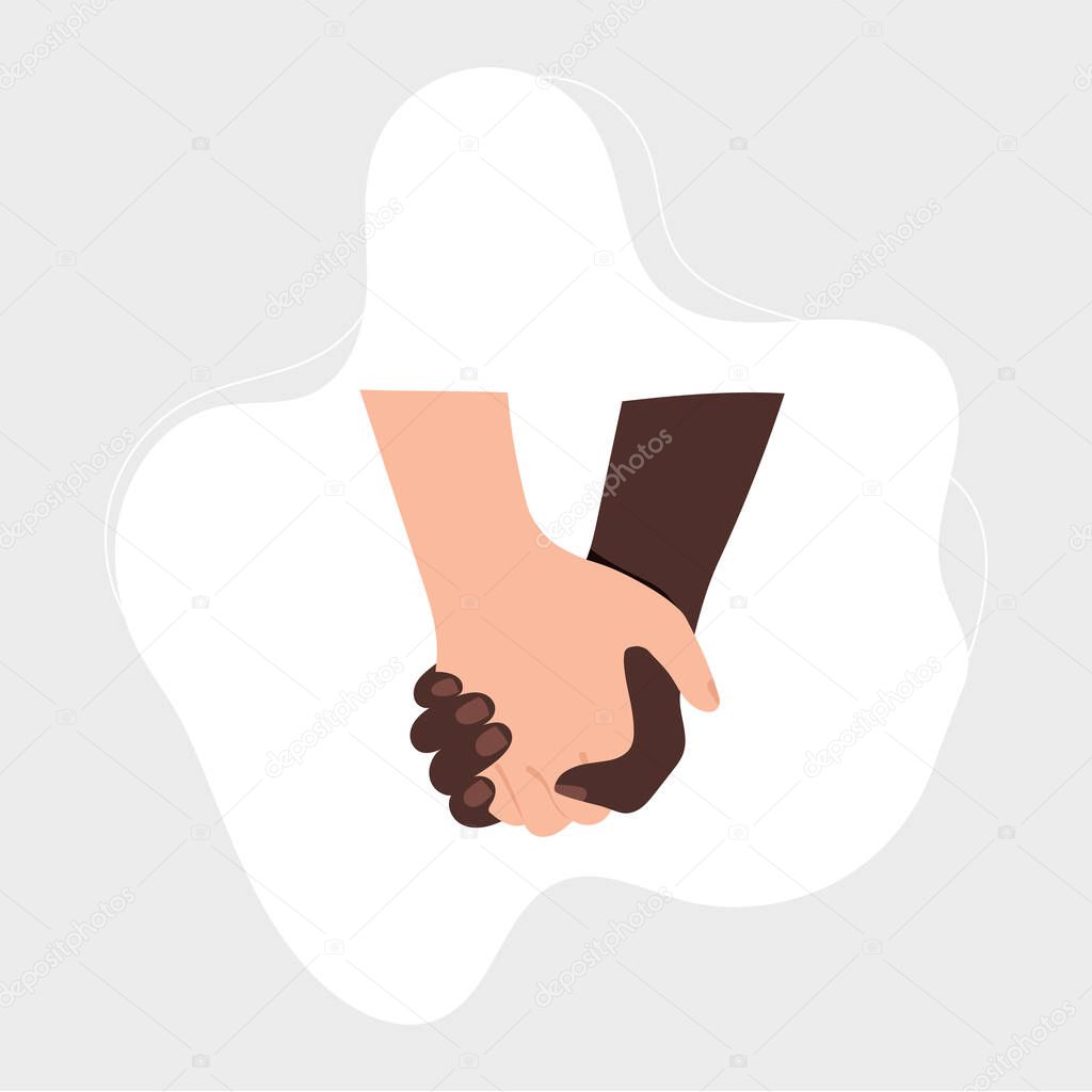 Colored afro american handshake hand gesture set with manicured nails, different male pose. Finger holding.