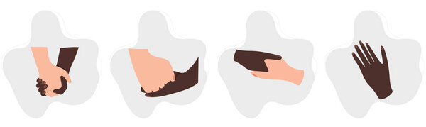 Афро-американские жесты руками в разных положениях. Набор мужских или женских поз рук, держание пальцев.