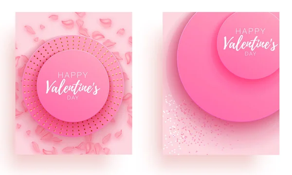 Der Valentinstag setzte die Liebe schön. Spesial Broschüre mit Herz. Geschenkplakat vorhanden. Verkauf Banner Hintergrund für romantischen Tag. — Stockvektor