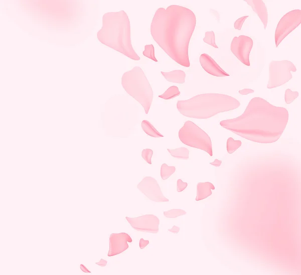 Pétalos cayendo. Naturaleza floral de abril. Flor de primavera y flores de mayo en rosa. Para banner, ramas de cerezo en flor sobre fondo. Imagen romántica de ensueño, paisaje, espacio para copiar. — Vector de stock