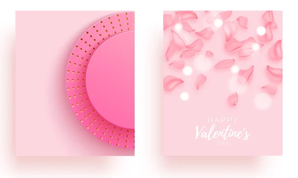 Valentijnsdag set card. Feestelijke romantische achtergrond. Liefdesposter speciaal concept. Promotie brochure naar Valentijnsdag. — Stockvector