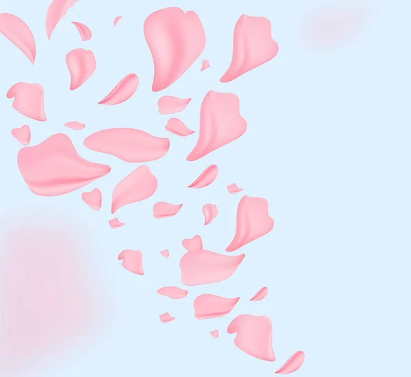 Des pétales Sakura. Sakura fleur, fleur de printemps et avril nature florale sur fond rose. Bannière pour 8 mars, Joyeux Pâques avec place pour le texte. Concept printanier. Vue de dessus. Pose plate. — Image vectorielle
