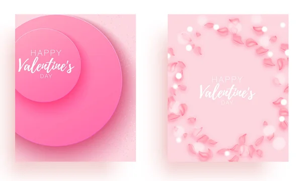 Der Valentinstag setzte die Liebe schön. Spesial Broschüre mit Herz. Geschenkplakat vorhanden. Verkauf Banner Hintergrund für romantischen Tag. — Stockvektor