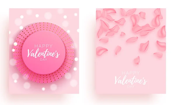 Der Valentinstag setzte die Liebe schön. Spesial Broschüre mit Herz. Geschenkplakat vorhanden. Verkauf Banner Hintergrund für romantischen Tag. — Stockvektor