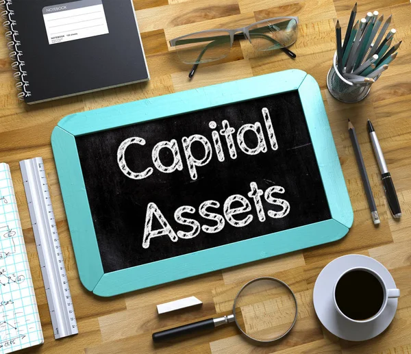 Концепция капитальных активов на малой доске. 3d — стоковое фото
