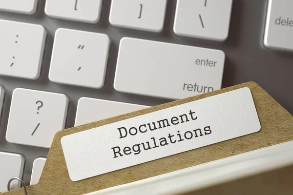 Δείκτης φάκελο με έγγραφο τους κανονισμούς. 3D — Φωτογραφία Αρχείου