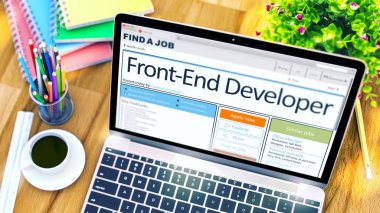 Job Opening Front-End Developer. 3D. clipart