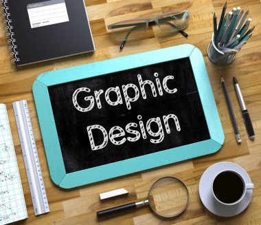 Grafik tasarım ile küçük kara tahta.