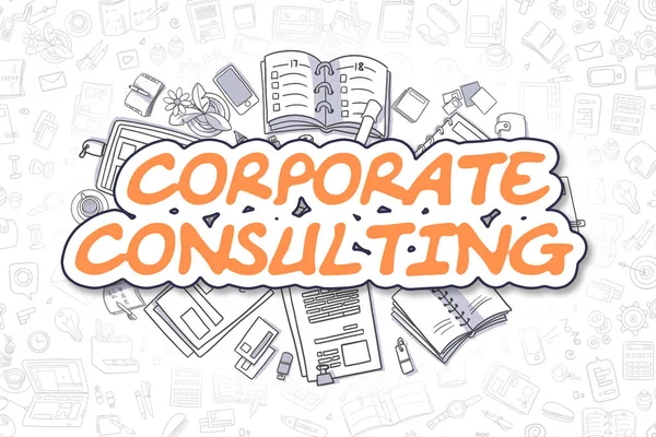 Consultoría Corporativa - Doodle Orange Text. Concepto de negocio . —  Fotos de Stock