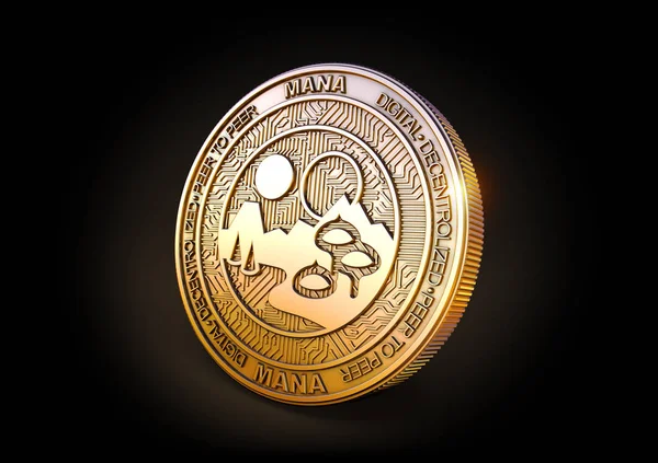 Decentraland-Cryptocurrency 硬币。3d 渲染 — 图库照片
