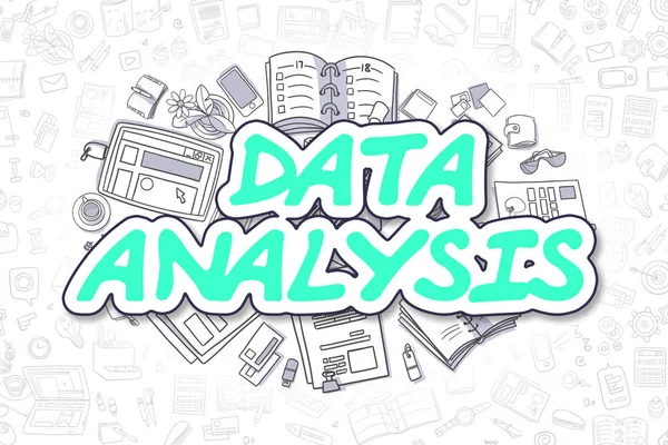 Analiza danych - Doodle zielony słowa. Koncepcja biznesowa. — Zdjęcie stockowe