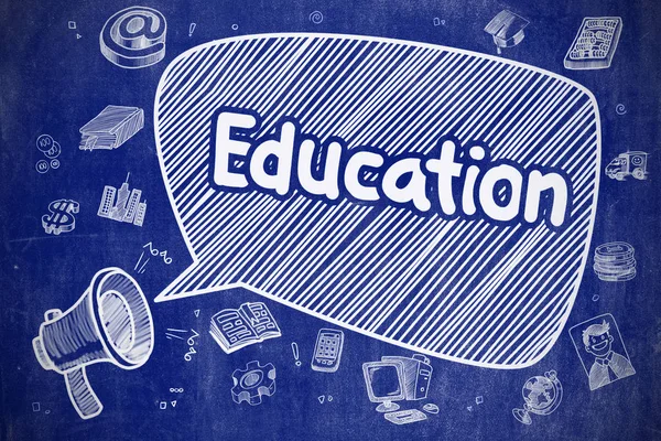 Onderwijs - Doodle illustratie op blauwe schoolbord. — Stockfoto