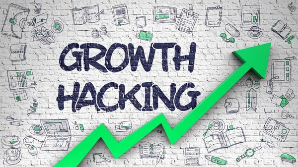 Growth Hacking Drawn on White Brick Wall. — Stock Photo, Image