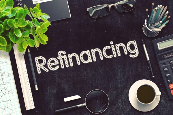 Refinancing Handwritten on Black Chalkboard. 3D Rendering. — Stock Photo, Image