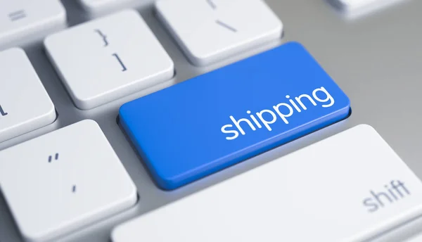 Shipping - Caption on Blue Keyboard Keypad. 3D. — Stock Photo, Image