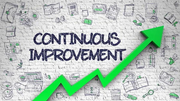 Continuous Improvement Drawn on White Wall. 3d — Stock Photo, Image