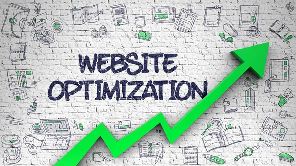 Web sitesi optimizasyonu üzerinde beyaz Brickwall çizilmiş. 3D — Stok fotoğraf