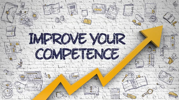 Improve Your Competence Drawn on White Brickwall. 3d — Stock Photo, Image