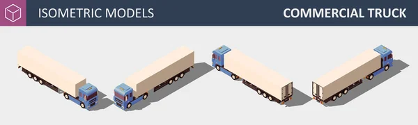 Коммерческий грузовик. Изометрическая векторная иллюстрация в четырёх измерениях . — стоковый вектор